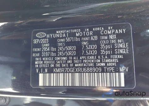 2024 Hyundai Palisade Calligraphy z USA, uszkodzony, nr VIN KM8R7DGEXRU688909